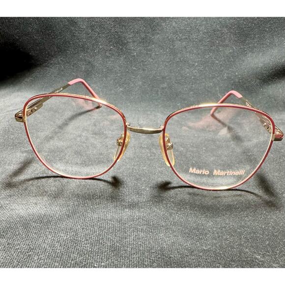 Vintage 1990s Pink Gold Eyeglasses Slim Rectangular Wire Frames Optical - Picture 8 of 10